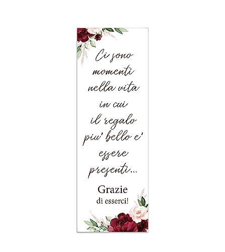 Segnalibro Matrimonio Segnaposto Nozze Fiori Rosa E Bordeaux Acquerello