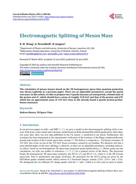 Pdf Electromagnetic Splitting Of Meson Mass