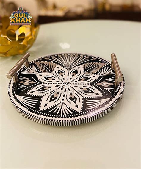 Chamakpatti Mini Round Tray Gray Scale Gul Khan Truck Art