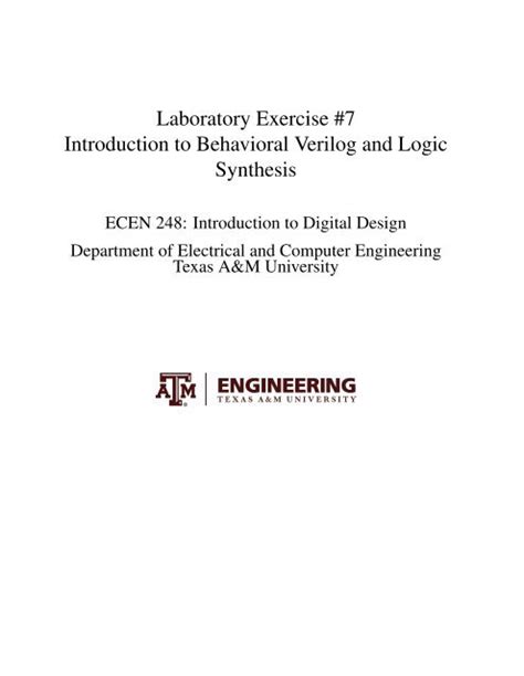 Introduction To Behavioral Verilog And Logic Synthesis