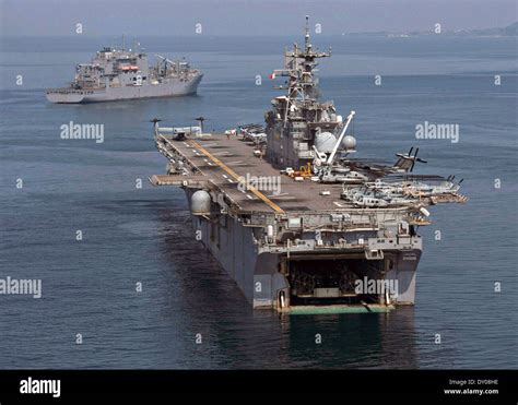 Us Navy Amphibious Assault Ship Uss Bonhomme Richard Sits At Stock