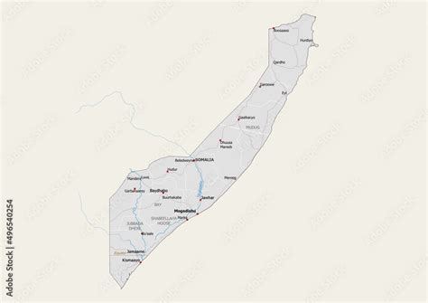 Isolated Map Of Somalia With Capital National Borders Important