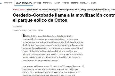 Cerdedo Cotobade Llama A La Movilizaci N Contra El Parque E Lico De