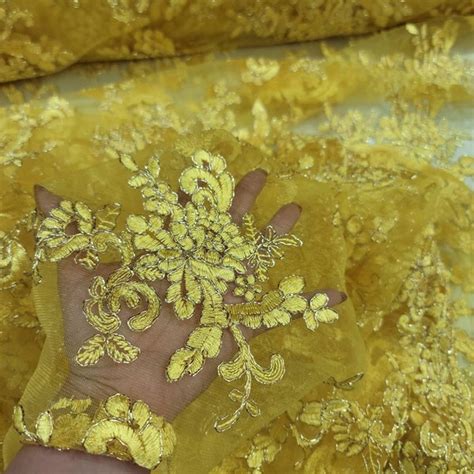 Yellow Lace Fabric Etsy