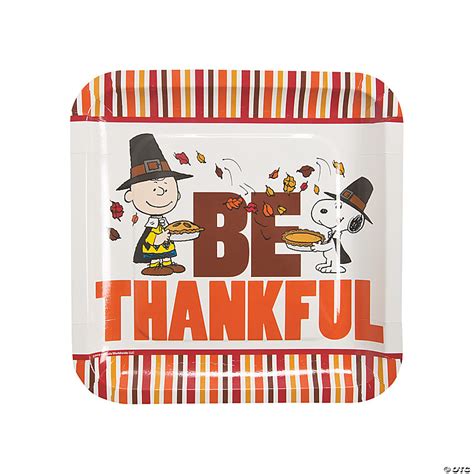 Peanuts® Be Thankful Thanksgiving Square Paper Dinner Plates 8 Ct