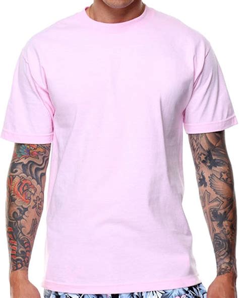 Calidesign Mens Plain Pink T Shirt Light Rose Pastel