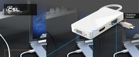 CSL 4k 3in1 Mini Displayport 1 2 Zu HDMI VGA Oder DVI Adapter