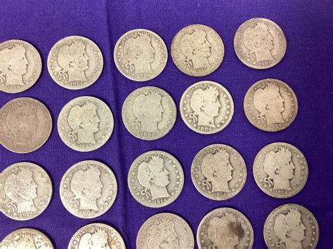 Roll Of Barber Quarters Mixed Dates Silver