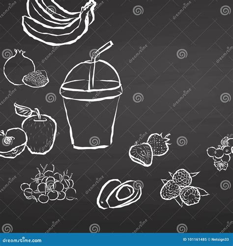 Frozen Fruit Smoothie To Go On Chalkboard Stock Vector Illustration