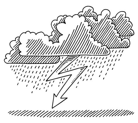 Un Dessin D'un Orage Avec Un éclair Dessus | Vecteur Premium