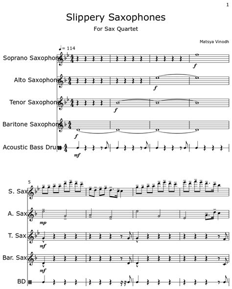 Slippery Saxophones Sheet Music For Soprano Saxophone Alto Saxophone