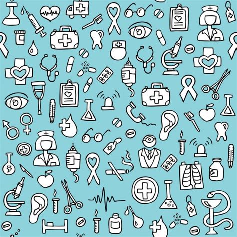 Hand Drawn Medical Seamless Pattern Vector Illustration Stock Vector