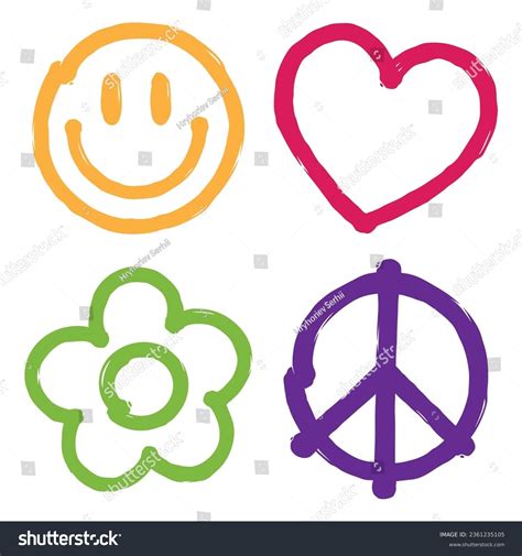 Vector Hand Drawn Peace Icons Set Illustration Royalty Free Stock