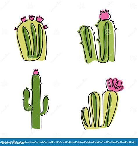 Cactus Poster Saguaro Plants Cacti With Flowers Green Cactaceae