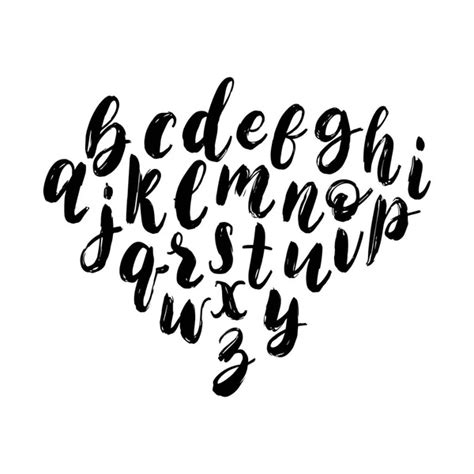 Vector Hand Lettering Alphabet Calligraphy Font Letters White