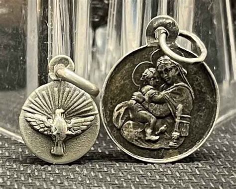 Beautiful Antique Holy Spirit Virgin Mary Lot X2 Silver Delicate