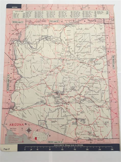 1960s Arizona State Map Vintage Atlas Etsy