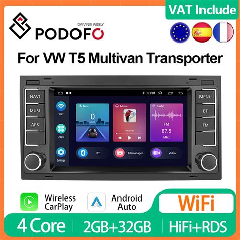 Podofo Carplay Radio For Vw Volkswagen Multivan Transporter T5 Android