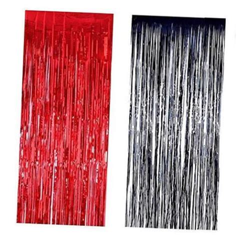 Moranti 2 Pack 3 Ft X 8 Ft Metallic Tinsel Foil Fringe Curtains Party