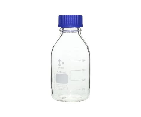 Schott Duran 017200 500 A Screw Top Bottle Round White Duranr With Blue Cap 500ml