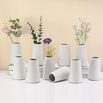 Amazon Roshtia Set Of 10 White Vases For Decor White Ceramic Vases