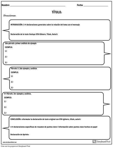 Plantilla De Esquema De Ensayo De An Lisis Cr Tico Storyboardthat