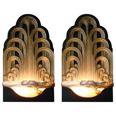 Pair of Art Deco Fountain Sconces Wall Lights Theater Lamps, circa 1930 For Sale at 1stdibs