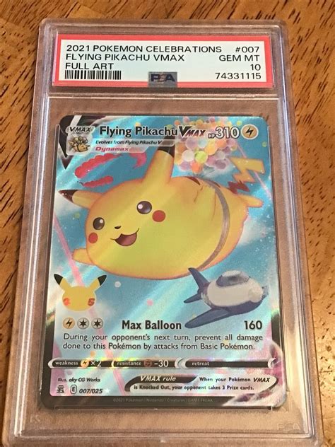 2021 Pokemon Celebrations Flying Pikachu Vmax Full Art 007025 Psa 10