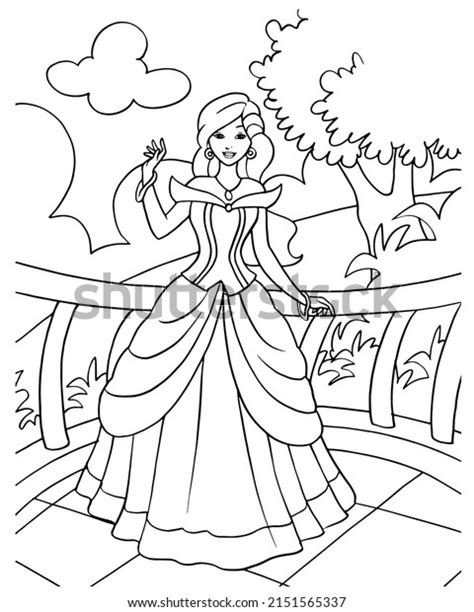 Vector Illustration Coloring Beautiful Princess Stock Vector Royalty