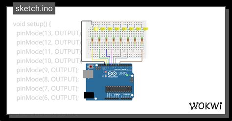 05多led亮燈平移 Wokwi Esp32 Stm32 Arduino Simulator