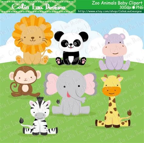 Zoo Animals Digital Clip Art , Baby Animals Clipart, Cute Animals ...