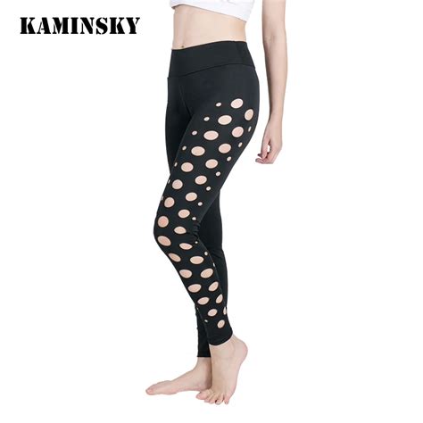 Fashion Push Up Black Slim Circle Hole Pencil Pants Summer Hollow Sexy Leggings Workout Long