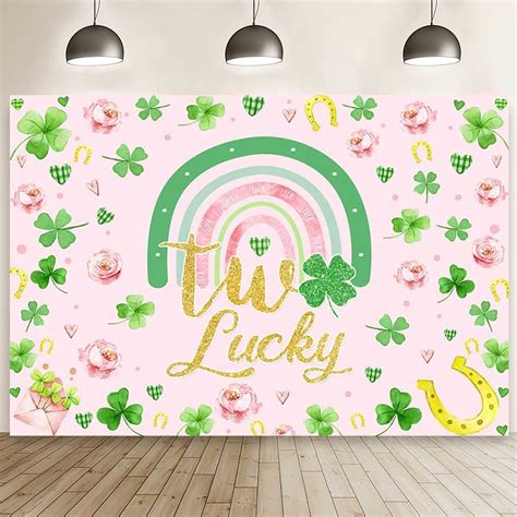 Amazon MEHOFOND 7x5ft Two Lucky Birthday Backdrop For Girl Green