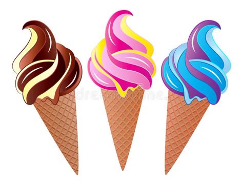 Ice Cream Cone Set Vector Illustration Stock Vector Illustration Of