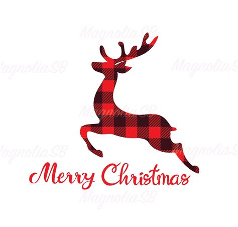 Buffalo Plaid Reindeer Silhouette Svg Dxf Reindeer Clipart Etsy