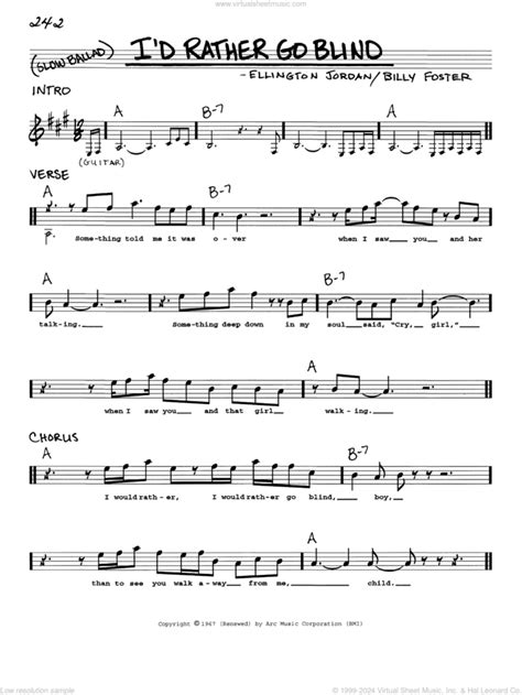 I D Rather Go Blind Sheet Music Real Book With Lyrics PDF