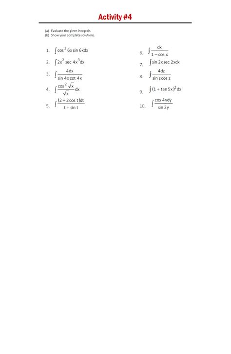 Solution Sample Problems To Integral Calculus 1 Trigonometric