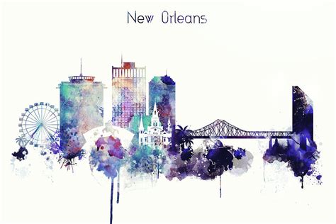 New Orleans City Skyline Digital Art By Dim Dom Fine Art America