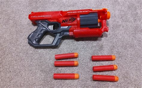 Used NERF N-Strike Mega Cyclone Shock CycloneShock Revolver Pistol Red ...