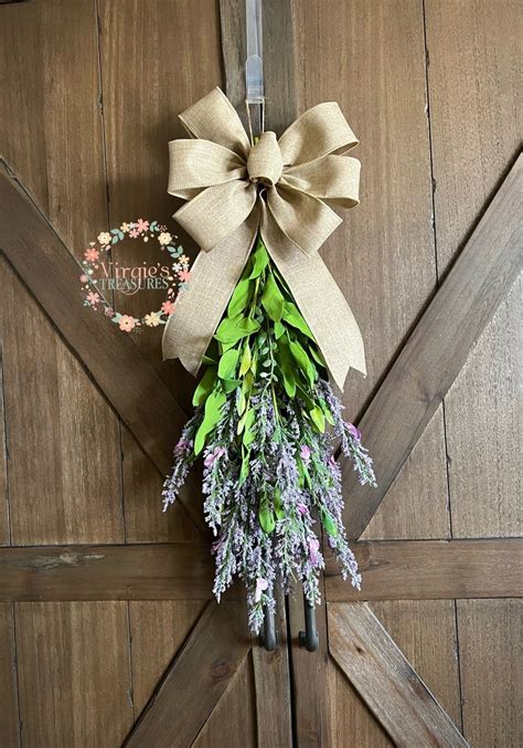 27 Teardrop Door Swag For Front Door Lavender Foxtail Swag Etsy