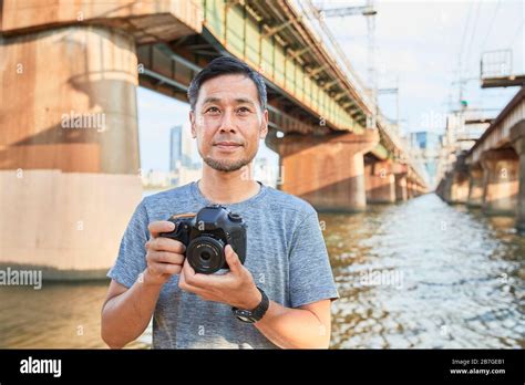 Mature Japanese Man Downtown Osaka Japan Stock Photo Alamy