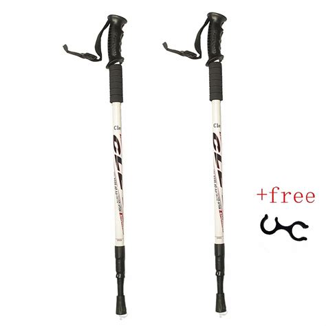 2Pc Par 135CM Bastón Trekking Aleación de aluminio Palo de escalada