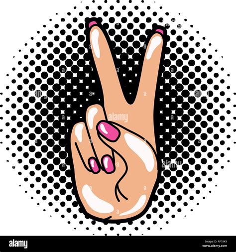 Hand With Peace Sign And Love Pop Art Stock Vector Image Art Alamy