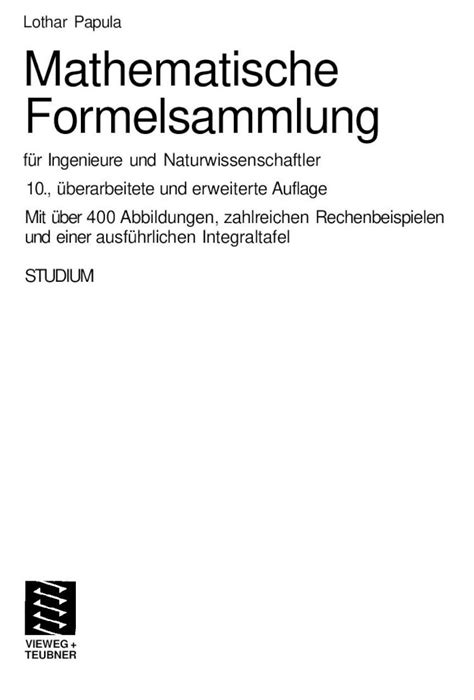 Pdf Lothar Papula Mathematische Formelsammlung Lothar Papula