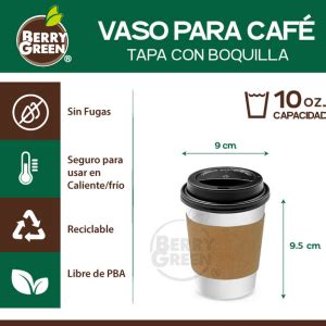 Berry Green Vasos Para Cafe De Oz Ml Resistentes Con Tapa Y