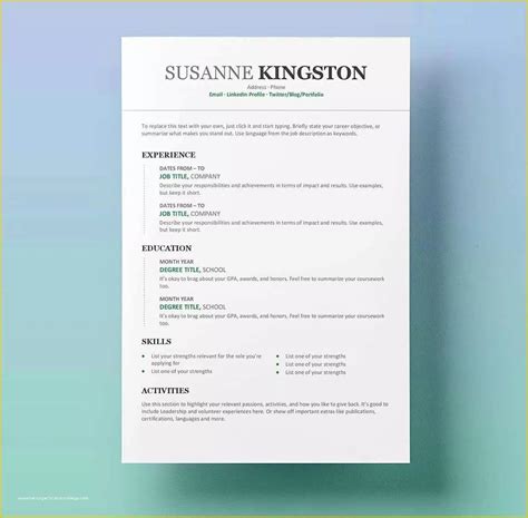 Minimalist Resume Template Word Free Of Resume Templates for Word Free ...