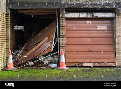 Broken Lock Up Garage Door Stock Photo Alamy