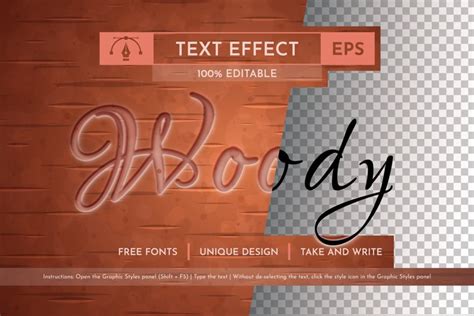 Woody Editable Text Effect Font Style