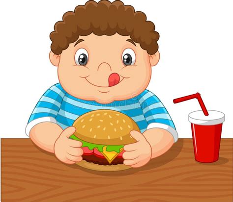 Cartoon Little Boy Holding Hamburger Stock Vector Illustration Of