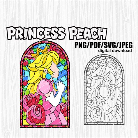 Princess Peach Stained Glass Window Super Mario Bros Movie Etsy México